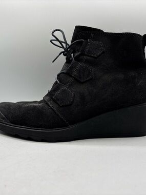 Sorel Toronto Wedge Ankle Boots Black Suede Leather NIL2115-010 Women’s Size 10